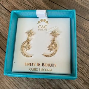 NWT!! c&c California earrings with starts and moon.